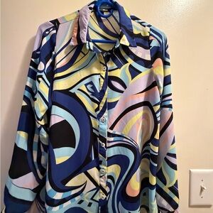 Fashion Nova Multicolor Oversized Striped Shirt